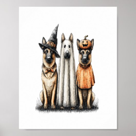 Halloween Ghost German Shepherd Dog Poster (Vorne)