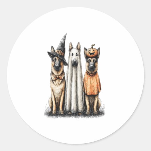 Halloween Ghost German Shepherd Dog Runder Aufkleber (Vorderseite)