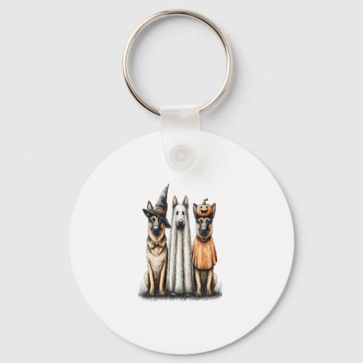 Halloween Ghost German Shepherd Dog Schlüsselanhänger (Vorderseite)