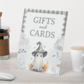 Halloween-Ghost-Geschenk und Kartentisch-Zeichen Sockelschild (In SItu)