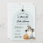 Halloween Ghost Gingham Little Boo Baby Shower Einladung (Vorderseite)