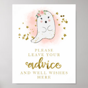 Halloween Ghost Girl Babyduschenratgeber Zeichen Poster