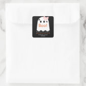 Halloween Ghost Girl Geburtstag Danke, Black Quadratischer Aufkleber (Tasche)