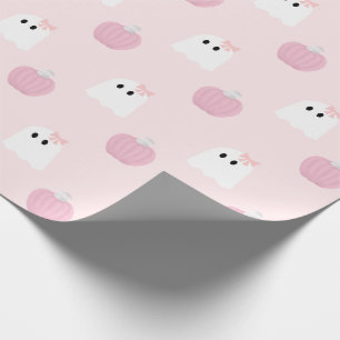 Halloween Ghost Girl Pink Pumpkin Pattern Geschenkpapier
