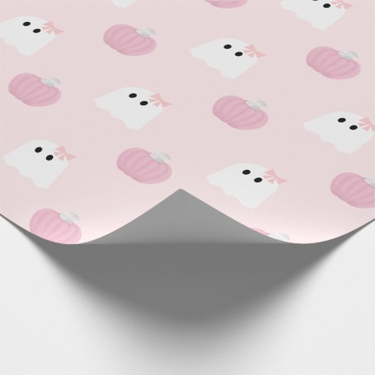 Halloween Ghost Girl Pink Pumpkin Pattern Geschenkpapier (Ecke)