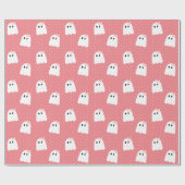 Halloween Ghost Girl Pink Ribbon Polka Dot Muster Geschenkpapier (Flach)