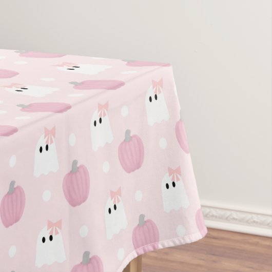Halloween Ghost Girl & Pumpkin Geburtstagspink Tischdecke (Beispiel)