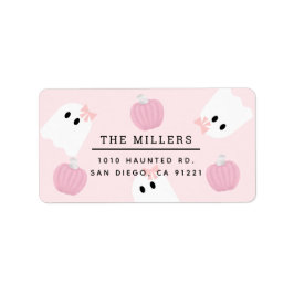 Halloween Ghost GIrl & Pumpkin Pink-Adresse Adressaufkleber