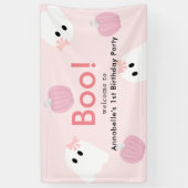 Halloween Ghost Girl Pumpkin Pink Geburtstag Willk Banner (Vertikal)