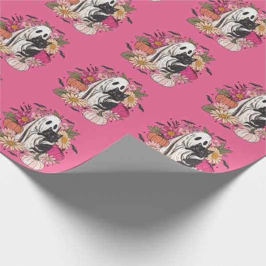 Halloween Ghost Girly Geschenkpapier (Ecke)
