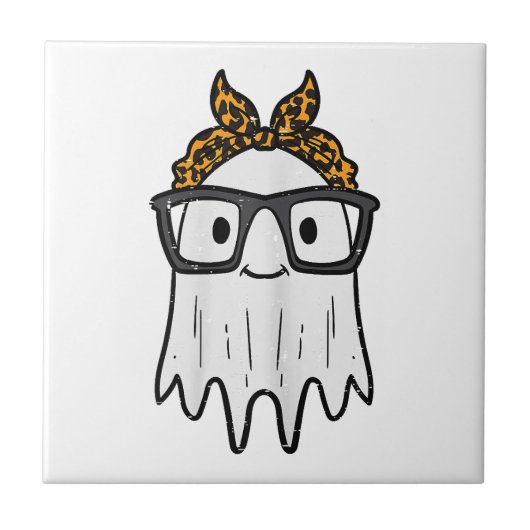 Halloween Ghost Glasses Niedlich Fliese (Vorderseite)
