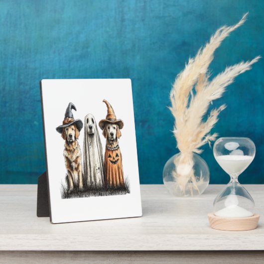 Halloween Ghost Golden Retriever Dog Fotoplatte (Seite)