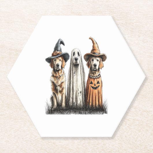 Halloween Ghost Golden Retriever Dog Untersetzer (Vorderseite)