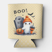 Halloween Ghost-Gravestone, JackO'lantern, Flederm Dosenkühler (Vorderseite)