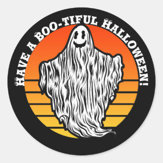 Halloween Ghost haben einen schönen Retro-Vintag Runder Aufkleber