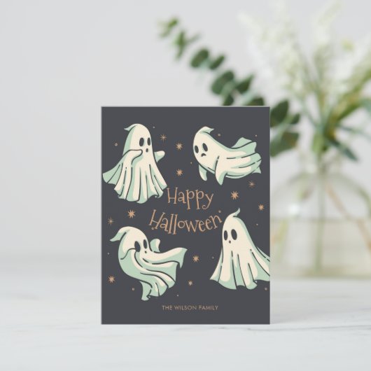 Halloween Ghost Happy Halloween Karte (Stehend Vorderseite)
