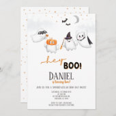 Halloween Ghost Hey Boo Birthday Party Einladung (Vorne/Hinten)