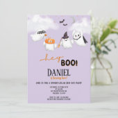 Halloween Ghost Hey Boo Birthday Party Einladung (Stehend Vorderseite)