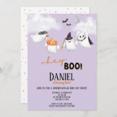 Halloween Ghost Hey Boo Birthday Party Einladung (Vorne/Hinten)