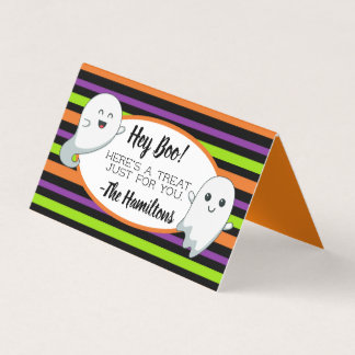 Halloween Ghost "Hey Boo" Leckerei Beutel Topper Visitenkarten