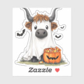 Halloween Ghost Highland Cow PNG Aufkleber (Blatt)