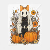 Halloween Ghost Holding Black Cat Fleecedecke (Vorderseite)