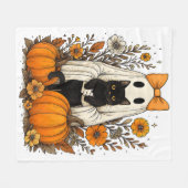 Halloween Ghost Holding Black Cat Fleecedecke (Vorderseite (Horizontal))