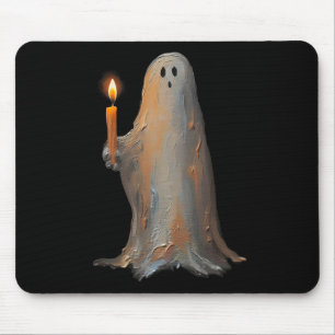 Halloween Ghost Holding Candle Spooky Mousepad