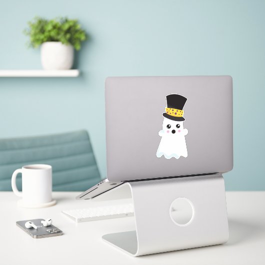 Halloween, Ghost, Hut, Boo, Trick oder Trete Aufkleber (Laptop auf Schreibtisch)