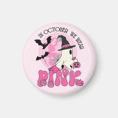 Halloween Ghost Im Oktober tragen wir Pink Magnet (Vorne)