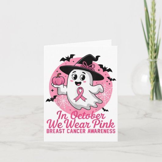Halloween Ghost im Oktober Wir tragen NK Brustkreb Karte (Vorderseite)