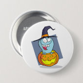 Halloween Ghost in Pumpkin Spooky Hexe Button (Vorne & Hinten)