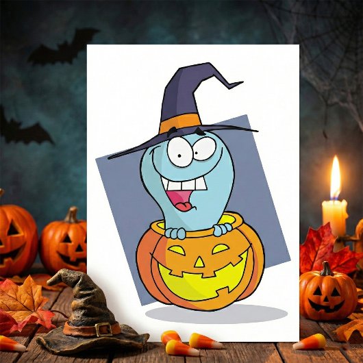 Halloween Ghost in Pumpkin Spooky Hexe Einladung