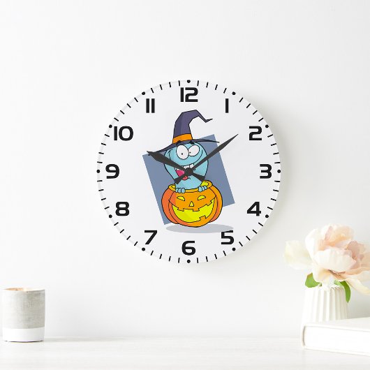 Halloween Ghost in Pumpkin Spooky Hexe Große Wanduhr