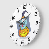 Halloween Ghost in Pumpkin Spooky Hexe Große Wanduhr (Winkel)