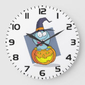 Halloween Ghost in Pumpkin Spooky Hexe Große Wanduhr (Vorderseite)