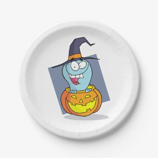 Halloween Ghost in Pumpkin Spooky Hexe Pappteller (Vorderseite)