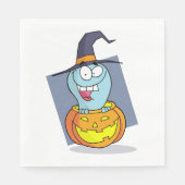 Halloween Ghost in Pumpkin Spooky Hexe Serviette (Vorderseite)