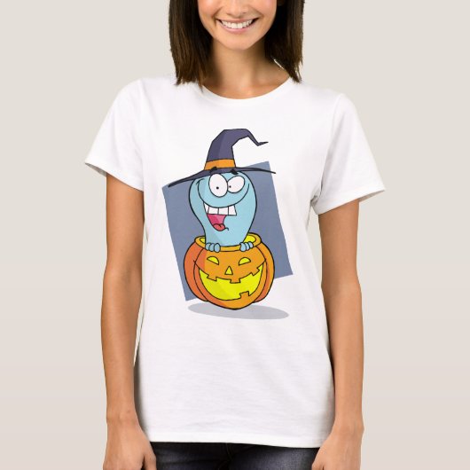 Halloween Ghost in Pumpkin Spooky Hexe T-Shirt (Vorderseite)