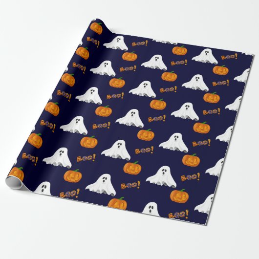 Halloween Ghost Jack O' Lantern Pattern Geschenkpapier (Ungerollt)
