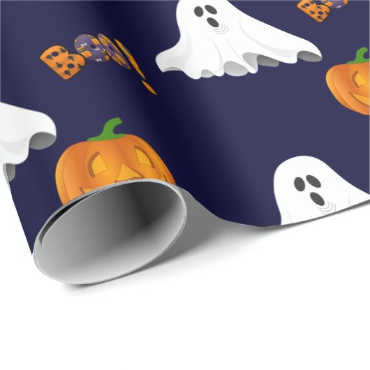 Halloween Ghost Jack O' Lantern Pattern Geschenkpapier (Rolleneckpunkt)