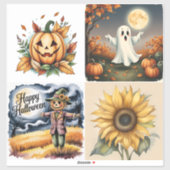 Halloween, Ghost, Jack-O-Lantern, Scarecrow, Aufkleber (Blatt)