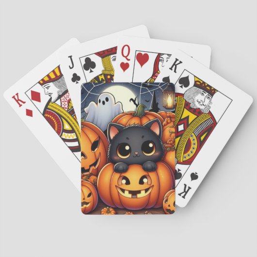 Halloween Ghost, Jack-O-Lanterns und Black Cat Spielkarten (Rückseite)