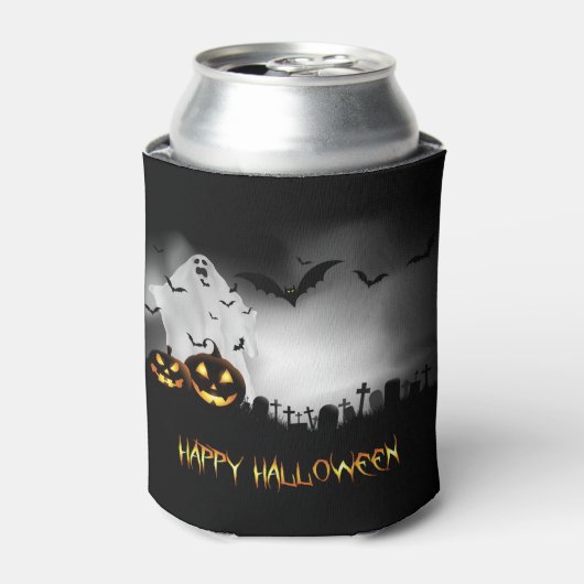 Halloween Ghost Jack-o-Laternen und Fledermäuse Dosenkühler (Kanne Vorderseite)