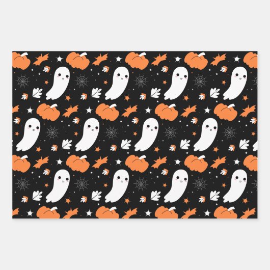 Halloween Ghost, Katze, Spooker Fall Geschenkpapier Set (Vorderseite)