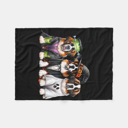 Halloween Ghost Kostüm Hexe Dog Saint Bernard St Fleecedecke (Vorderseite (Horizontal))