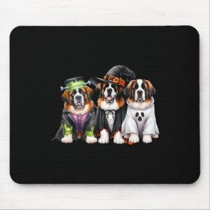 Halloween Ghost Kostüm Hexe Dog Saint Bernard St Mousepad