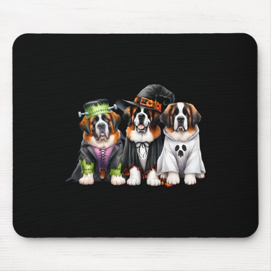 Halloween Ghost Kostüm Hexe Dog Saint Bernard St Mousepad (Vorne)