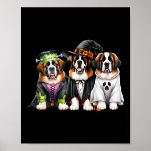 Halloween Ghost Kostüm Hexe Dog Saint Bernard St Poster