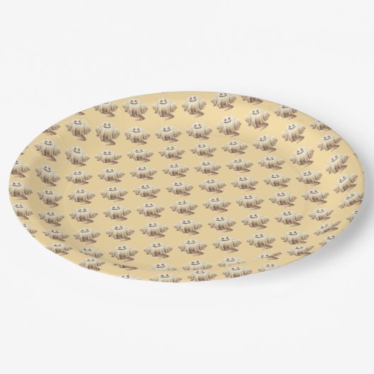 Halloween Ghost Lächeln Pappteller (Schrägansicht)